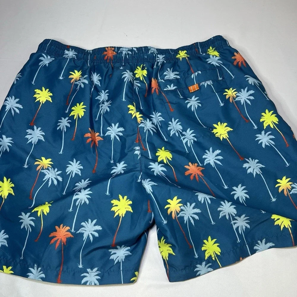 Tommy Bahama Swim Trunks Mens Large Blue‎ Palm Tree Print Board Shorts Beachwear